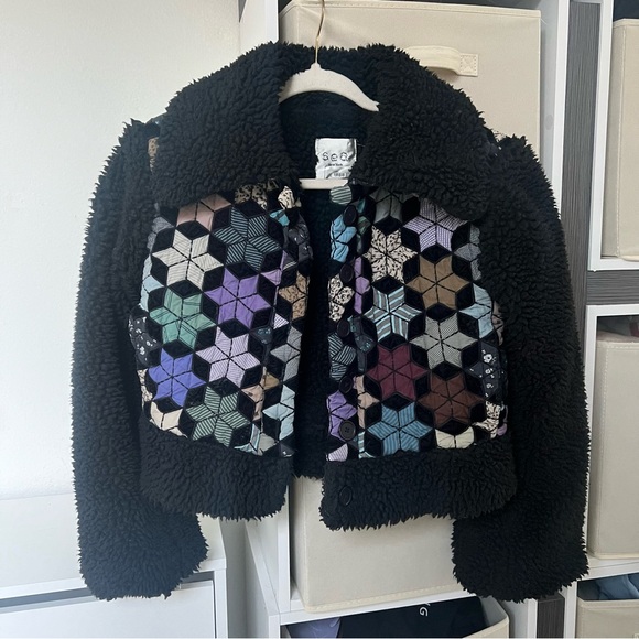 Sea New York Estrella Quilted Sherpa Jacket in Black Quilt - Picture 6 of 8